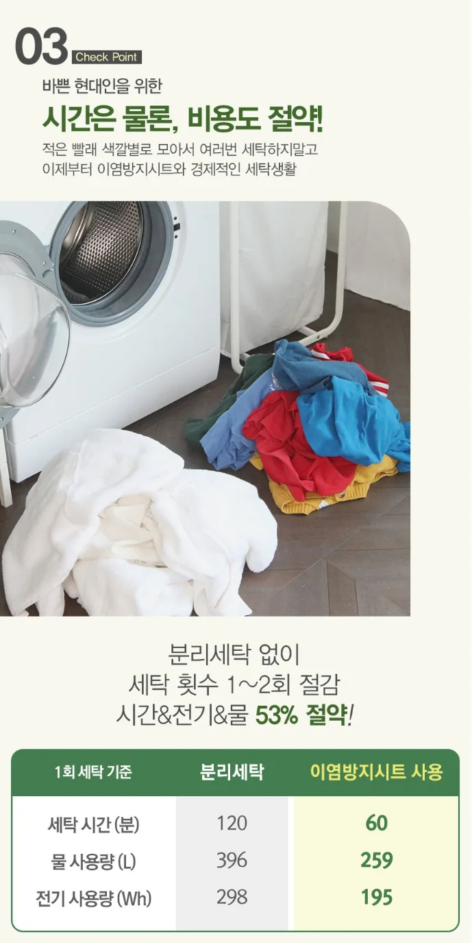 상품코드 : BGE004 [비긴에코] 안심세탁 이염방지시트 100매입