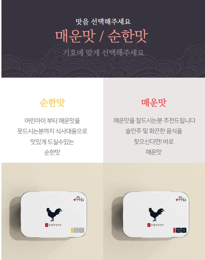 상품코드 : HPF001 치밥 전용 불맛 가득 숯불양념치킨 300g (순한맛/매운맛)
