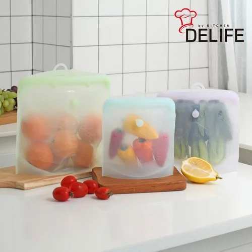 [디라이프] 실리콘 지퍼백 3종 (S 500ml+M 1,000ml+L 1,500ml)