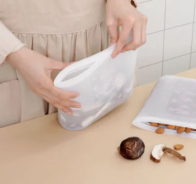 [인블룸] 다용도 스탠딩 다회용 실리콘 지퍼백 1000ml