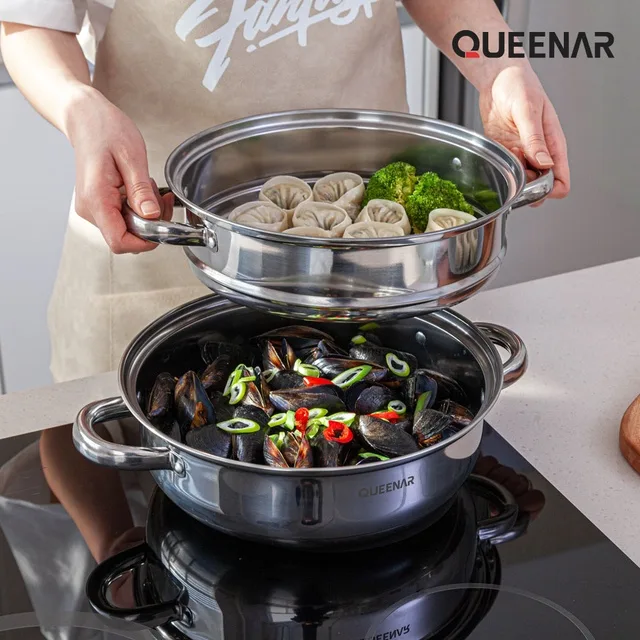 [퀸나] 이지 쿡 2단 스테인레스 찜기 (QNSM-200S)