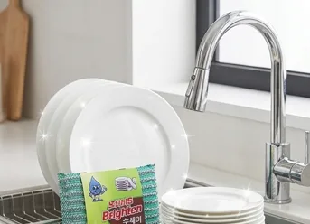 상품코드 : SB009 브라이튼 폴리면사 울스텐 주방 수세미 4장 130mm X 90mm