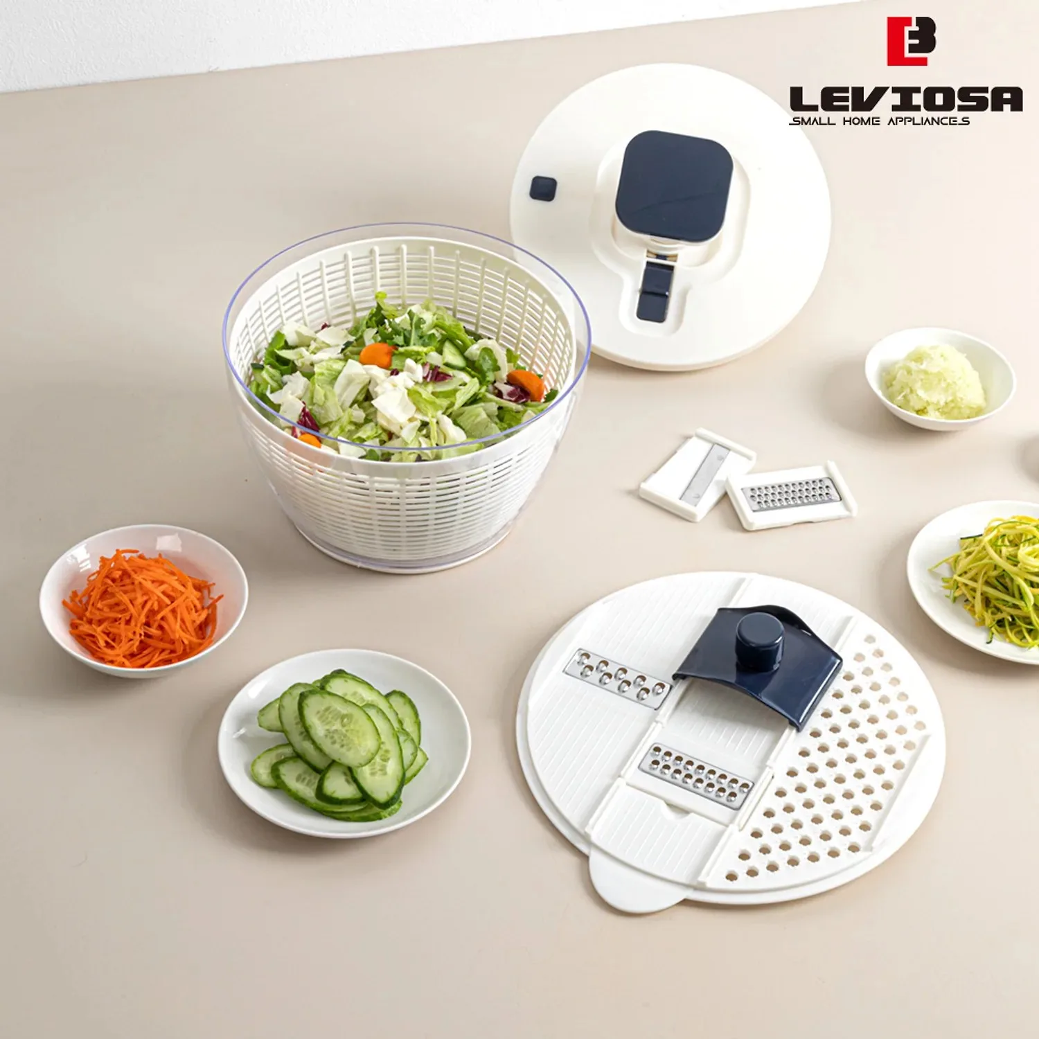 [레비오사] 펌핑 야채 탈수기 채칼세트 (LEP-SV45)