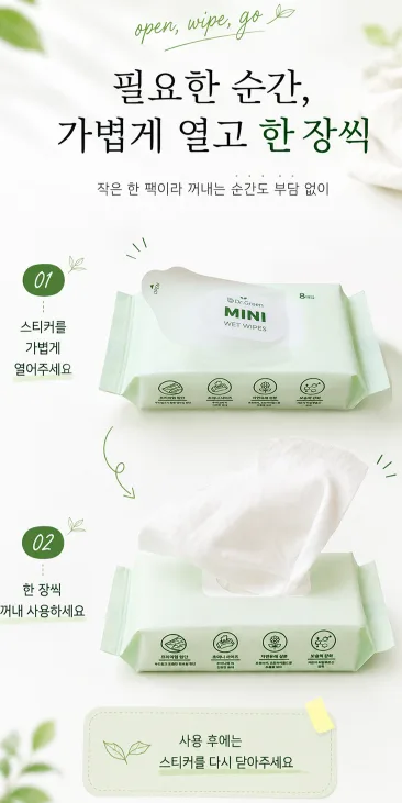 상품코드 : HAS061 닥터그린 미니 물티슈 8매입 6팩