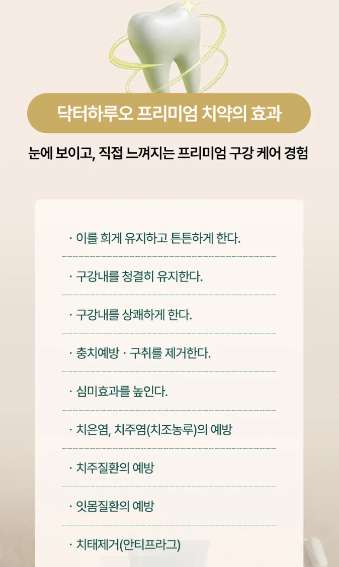 닥터하루오 착색 입냄새 잇몸 프리미엄 치약 150g