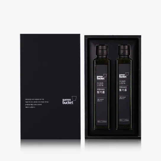 [쿠엔즈버킷] 참기름 x 들기름 200ml 2종세트 + 쇼핑백 (백화점 판매용)