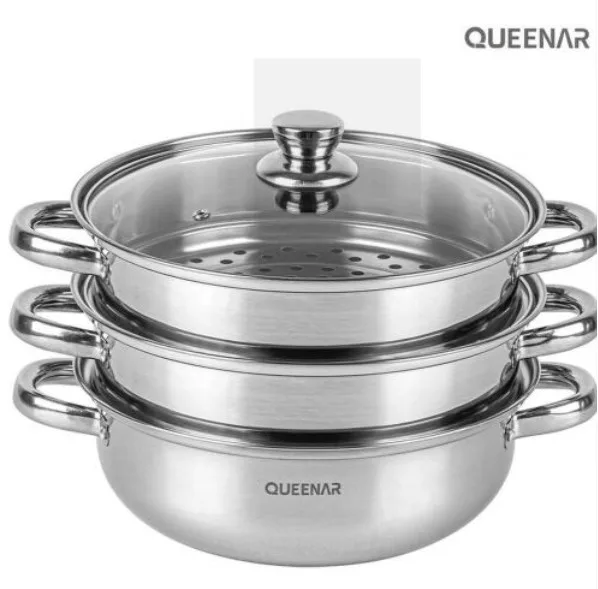 [퀸나] 트윙클 스테인레스 3단 찜기 (QNSM-300S)
