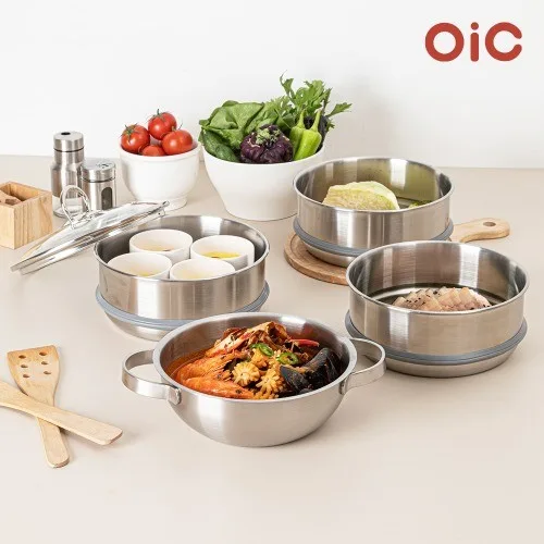 [실버스타] 오아이씨 인덕션IH 4단 스텐찜솥 20cm(20냄비+스티머3개(패킹포함))