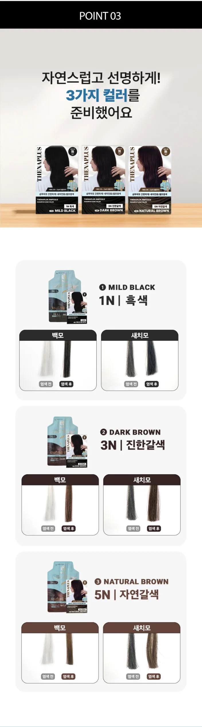 상품코드 : DNP003 [더나플러스] 새치염색약 셀프 흰머리 5분 염색 샴푸형, 27gx5개입
