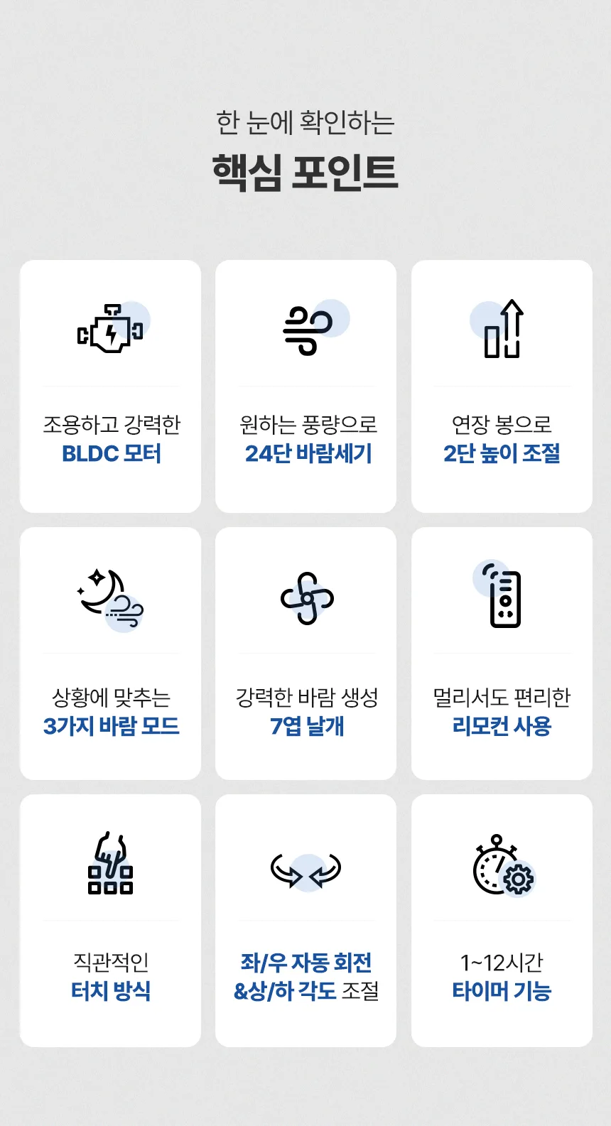 상품코드 : J646 [보랄] BLDC 스탠드 팬 (BR-590RND)