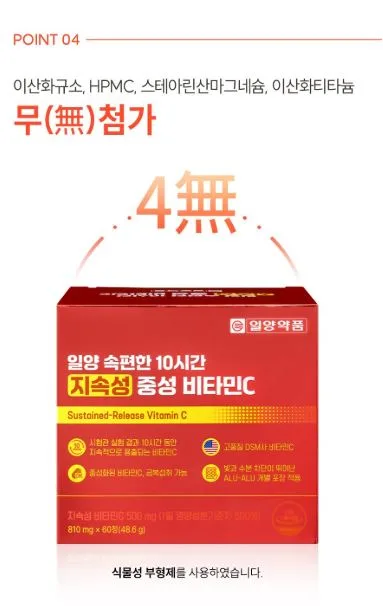 [일양약품] 속편한 10시간 지속성 중성 비타민C 810mg x 60정 1개