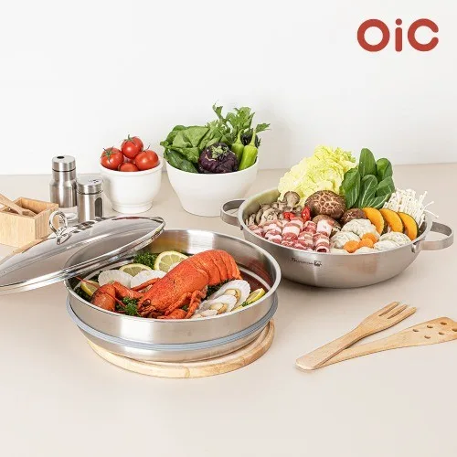 [실버스타] 오아이씨 통삼중 인덕션IH 2단 스텐찜솥 30cm(30궁중전골+찜기(패킹포함))