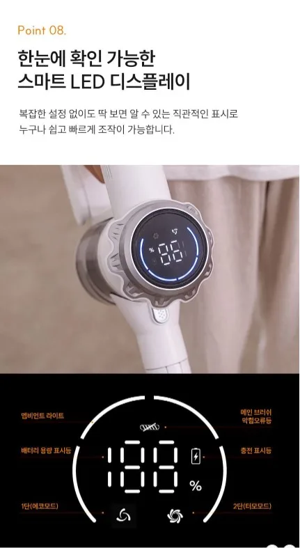 상품코드 : H3775 [보아스] 프로 화이트 프리미엄 무선청소기 (VC601 Pro)