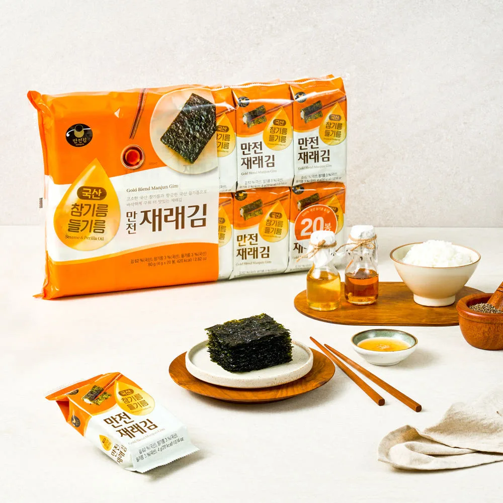 국산 참기름 들기름 만전재래김 4g x 20봉 80g