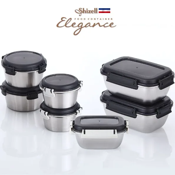 [쉬젤] 엘레강스 푸드컨테이너 종합7종세트 (원형 350ml-2EA / 550ml-2EA 사각 550ml-1EA / 850ml-2EA)