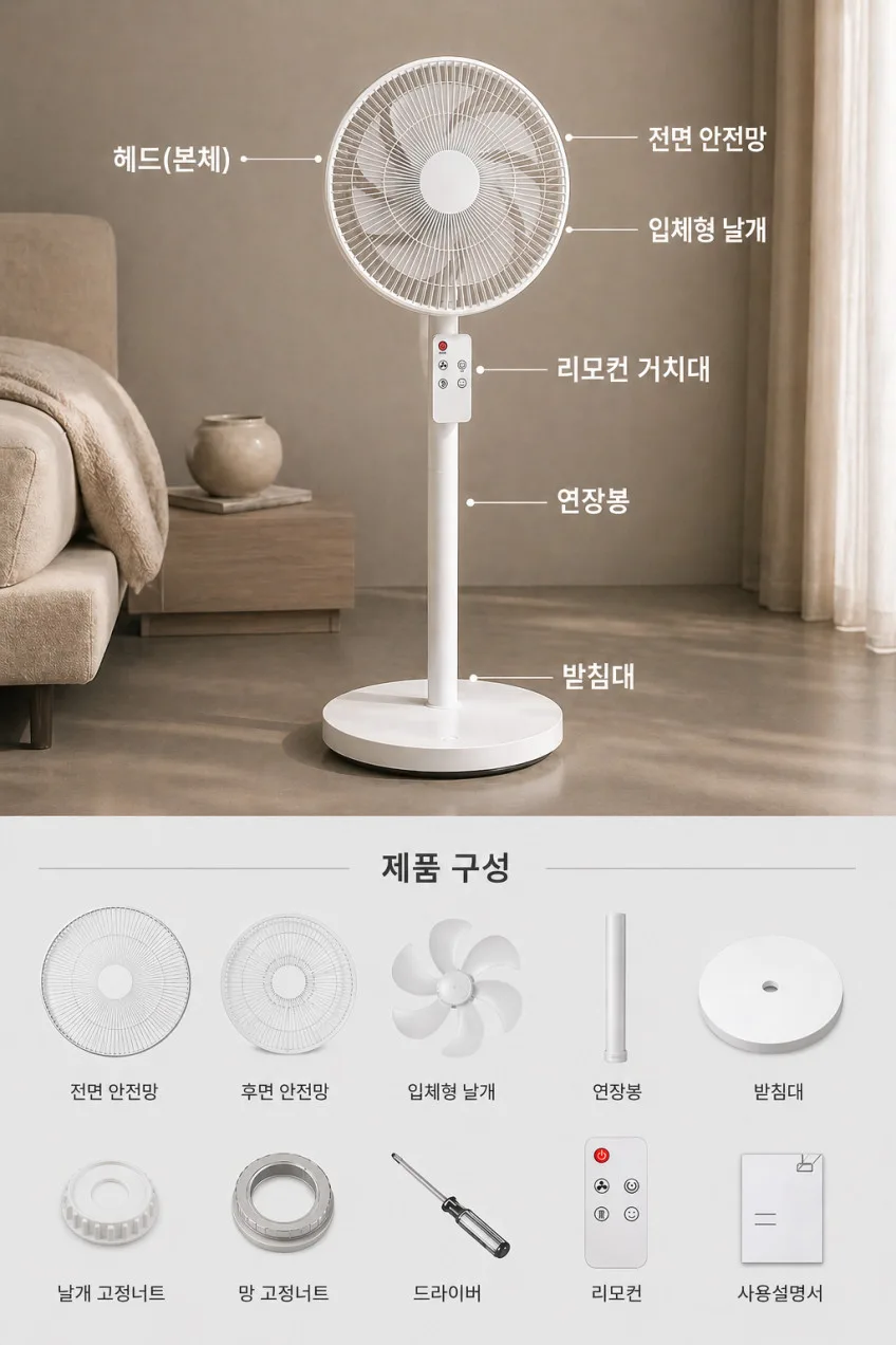 아쥬라 AZZURRA 써큘레이터형 저소음 리모컨 선풍기