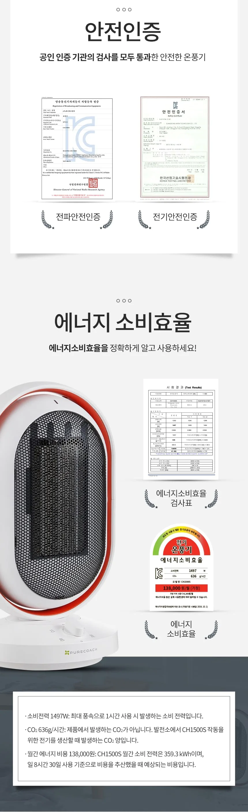 상품코드 : H3699 상하좌우 PTC 미니 전기 온풍기 (CH1500S)