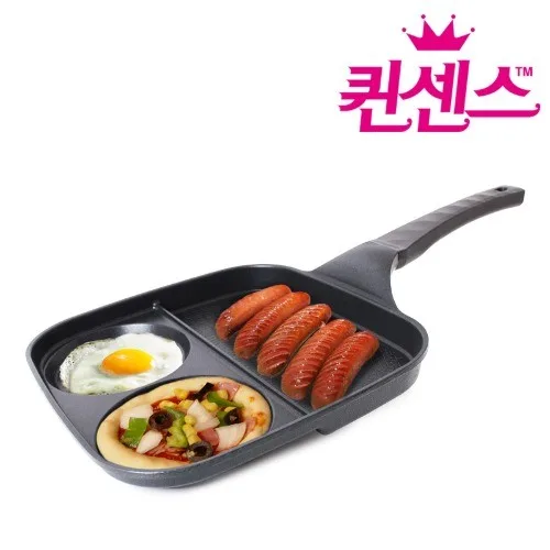 [퀸센스] 모아 3구 인덕션IH 사각 나눔계란팬 사각27cm