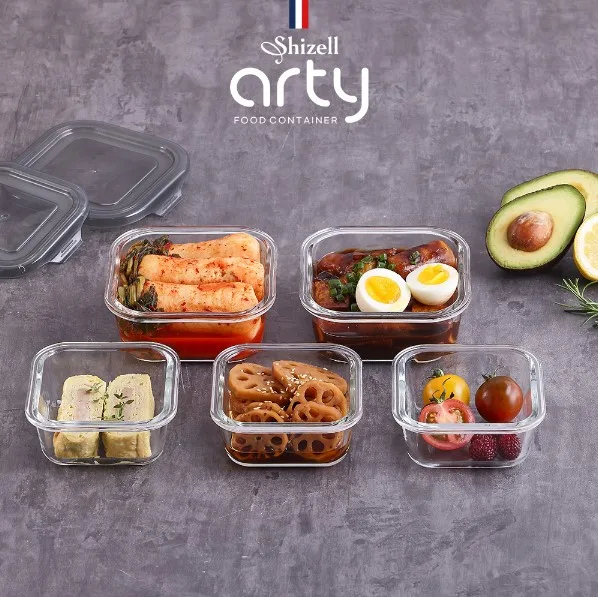 [쉬젤] 아티 내열용기 정사각5종세트 (정사각320ml*3ea+520ml*2ea)