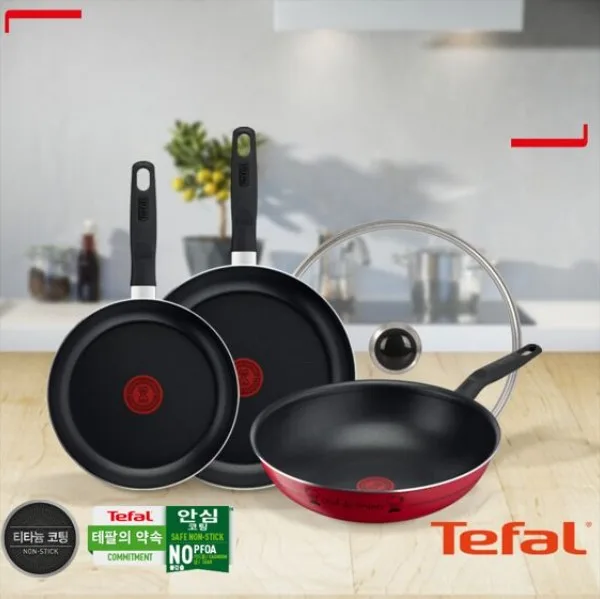 [테팔] 밸리드 쿡 프라이팬 24cm+28cm+궁중팬 28cm+유리 뚜껑
