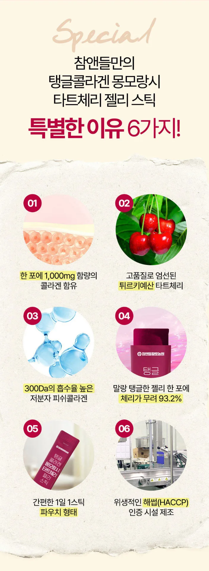 상품코드 : CND019 [참앤들] 탱글 콜라겐 몽모랑시 타트체리 젤리스틱 20gx15포