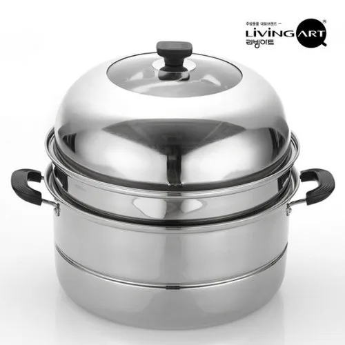 [리빙아트] 제로 스텐냄비 3단찜기(36cm)(인덕션X)