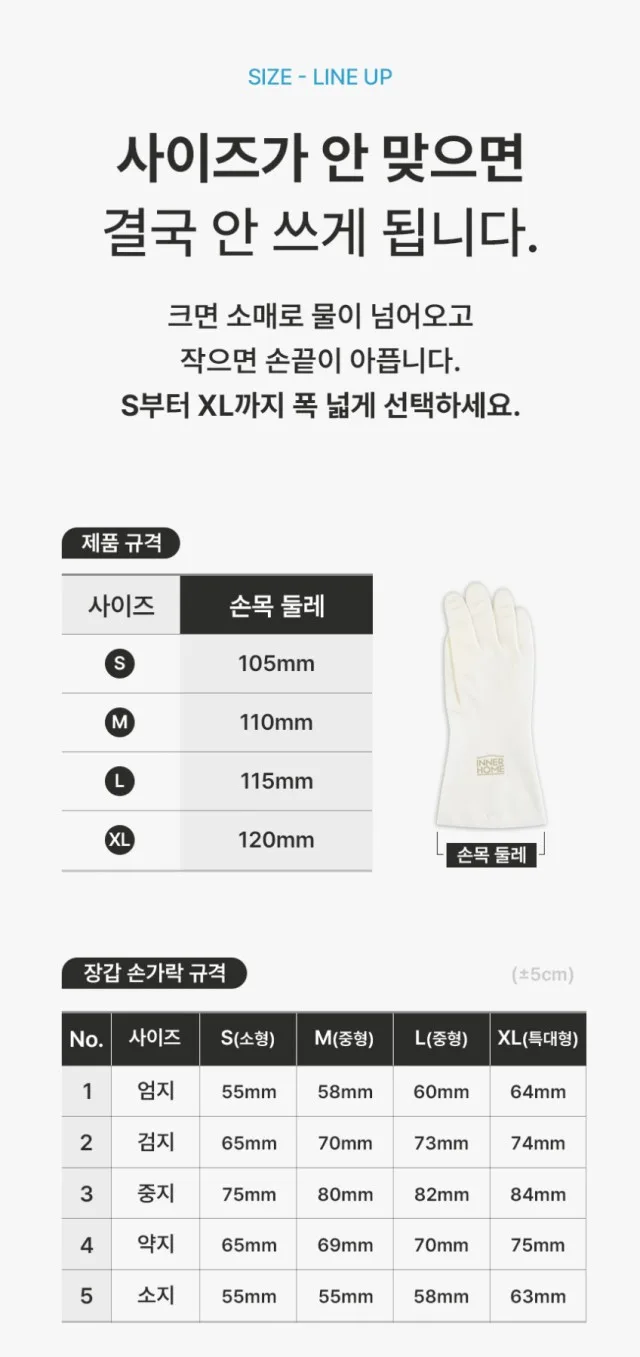 상품코드 : BRN002 이너홈 튼튼 니트릴 고무장갑 (S,M,L,XL)