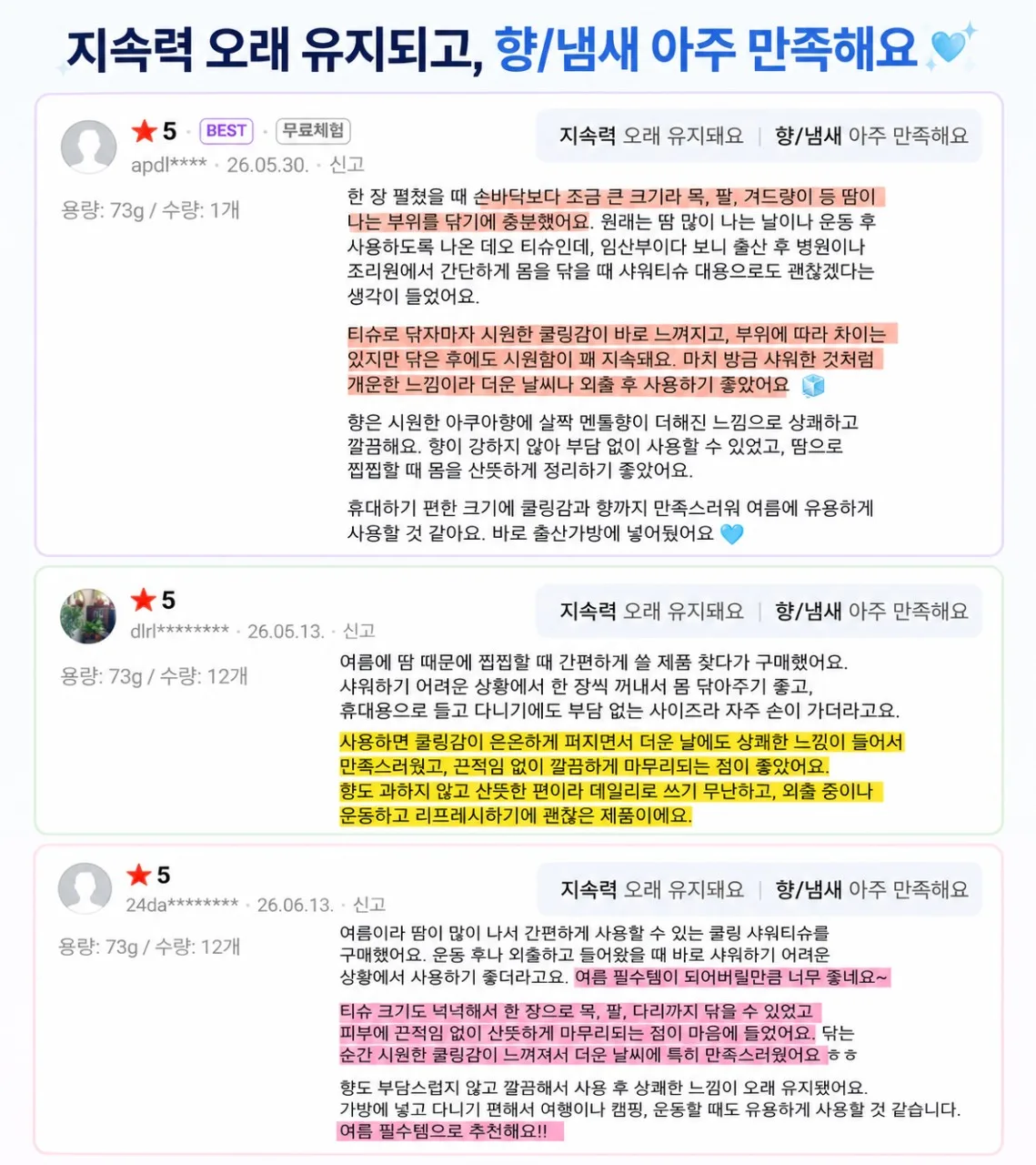 상품코드 : PT005 쏘쿨 쿨링 쿨패치 데오드란트 티슈 아쿠아향 15매입