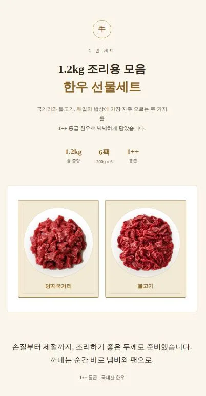 명우관 한우 1++ 선물세트 (1번세트)